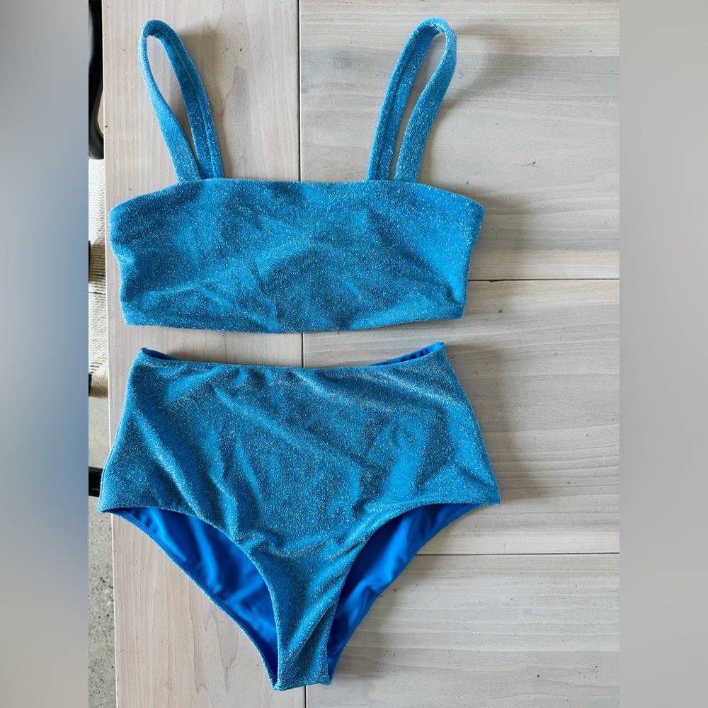 Mikoh Lurex Blue Bikini Set